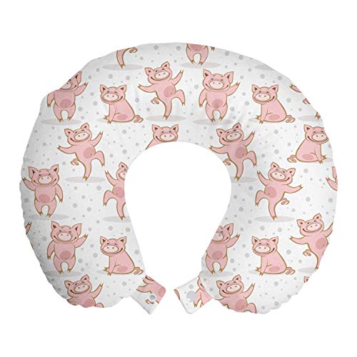 ABAKUHAUS Cerdito Coj&iacute;n de Viaje para Soporte de Cuello, Los Cerdos y los Lunares, de Espuma con...