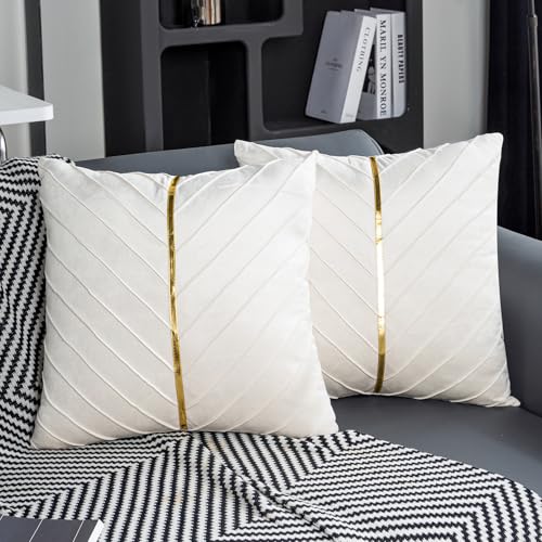 Jayusaror Funda Cojines 45x45 Negro y Beige Terciopelo Coj&iacute;n Decorativo Fundas Cojines Funda de...