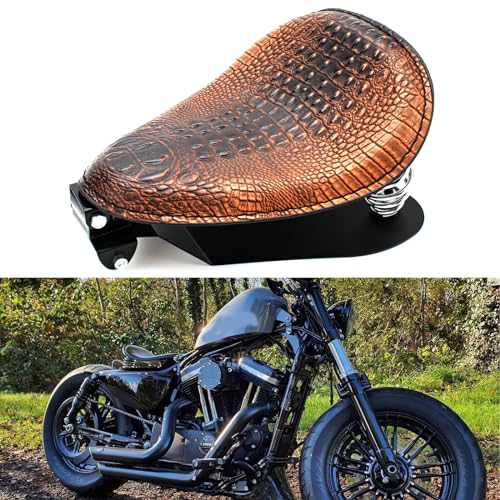 BREDUXSER Asiento de cuero para motocicleta, asiento de motocicleta con placa base de resorte para...