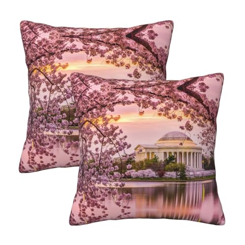 Pidgazdfgv 1 funda de coj&iacute;n cuadrada con dise&ntilde;o de flores de cerezo para sof&aacute;, dormitorio,...