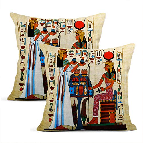 Zynii Juego de dos fundas de cojín decorativas de papiro egipcio, historia antigua de 16 x 16...