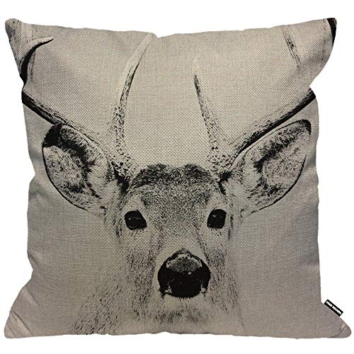HGOD DESIGNS Funda de cojín gris de alce de ciervo, funda de almohada decorativa para el hogar para...