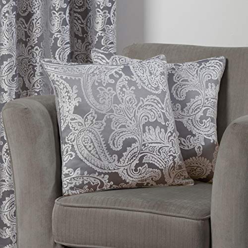 Emma Barclay Funda de coj&iacute;n Duchess, Color Plateado, Poli&eacute;ster, Gris, 43 x 43 cm