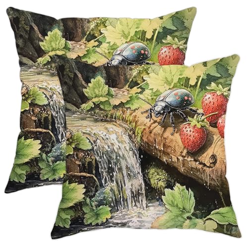 Juego de 2 fundas de almohada de primavera y verano Beatle de 18 x 18 pulgadas, c&oacute;modas y...