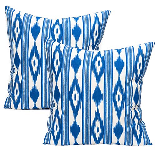 TRESMESTRES Fundas de Cojines para Sof&aacute; de Jard&iacute;n, Sal&oacute;n y Terraza - Ikat Mediterr&aacute;neo -...