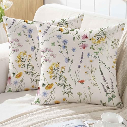 ViaElayu Funda Cojin 45x45 de Primavera Dise&ntilde;o Floral para Sof&aacute; de Exterior con Flores Amarillas...