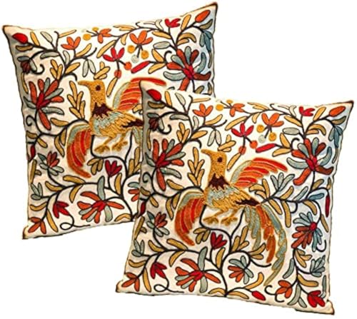 Funda de cojín de ZUODU, 45 x 45 cm, diseño de árbol de la vida bordado, rojo con borde,...