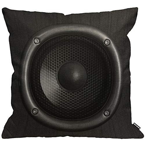 HGOD DESIGNS Funda de coj&iacute;n para altavoz, dise&ntilde;o de sonido musical, moderna, color negro, para...