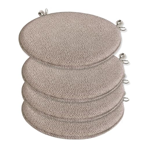 emmevi Juego de 4 cojines para silla con estampado de moteados, redondos, de algod&oacute;n, con lazos...