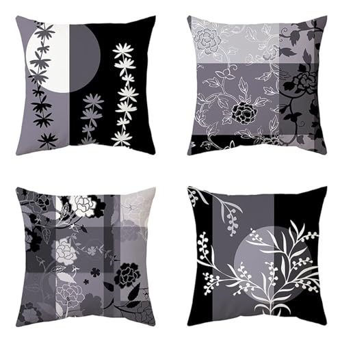 Fundas de Cojin 25x25cm Juego de 4, Fundas de Cojines Modernas Gris, Cuadradas Fundas de Cojin con...