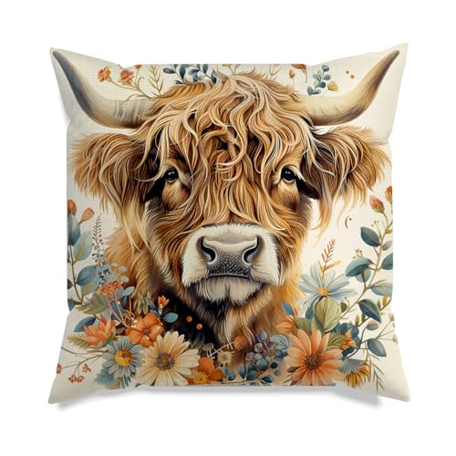 Cojín de Vaca de Las Highlands, decoración de Vaca de Las Highlands, Regalo escocés para Mujeres,...