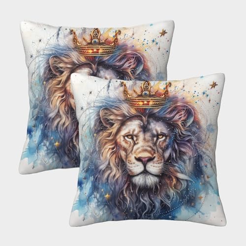 VesFy Fundas Cojines Rey le&oacute;n Juego De 2 Fundas De Almohada con Cremallera Invisible Decorativa...