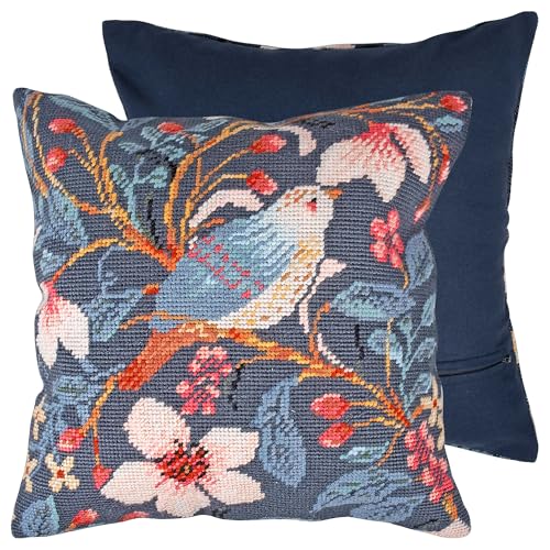 Trimits Kit de coj&iacute;n de punto de cruz de media puntada, parte trasera de coj&iacute;n incluida, lienzo...