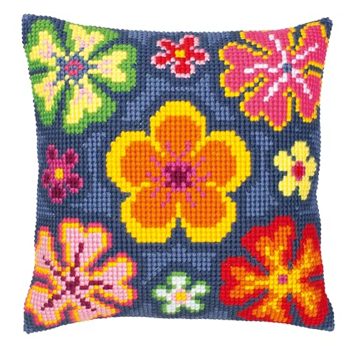 VERVACO Punto De Cruz Kit Cojin Decorativo Poder Floral Manualidades Adultos Decoracion Bordar Kit...