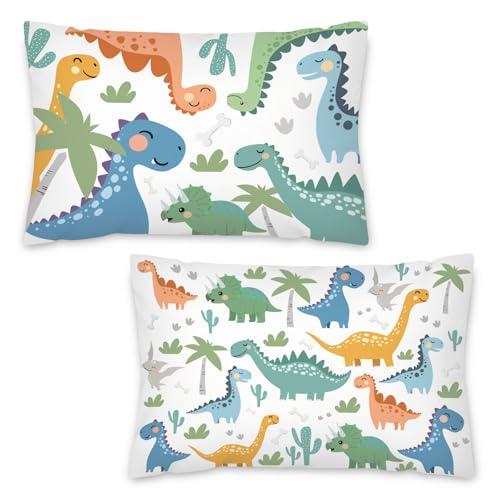 NymphFable Juego de 2 Fundas de Coj&iacute;n Ni&ntilde;os Dinosaurios 45 x 33 cm, Dino Dibujos Animados...