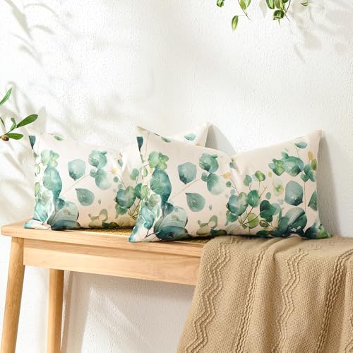 Fundas Cojines Exterior Impermeable 30x50 Verdes Planta Hoja Funda Cojin Almohadas Decorativas Sala...