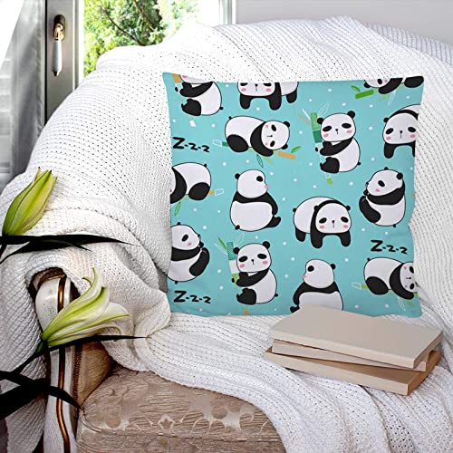 Fundas de Cojín 45x45cm,Osos Panda Kawaii,Funda de Almohada del Sofá Throw Cojín Decoración...