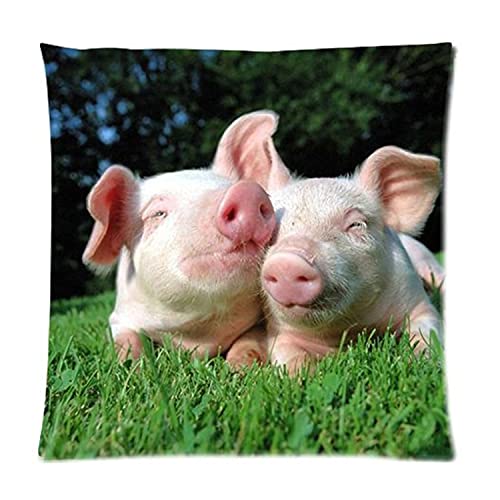 MDEIMAT Cute Pig Cushion Pillow Cover Pet Corduroy Pillowcase 18 x 18 Inch