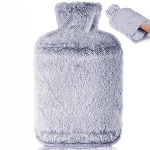 BOLEi Bolsa De Agua Caliente Con Funda, Bolsa De Agua Caliente Peluche Con Bolsillo De Canguro, 2L,...