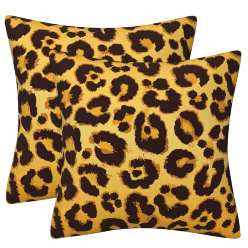 JynxtoyZeal Fundas de Almohada con Estampado de Leopardo, 2pcs Funda de Coj&iacute;n Leopardo,Fundas...