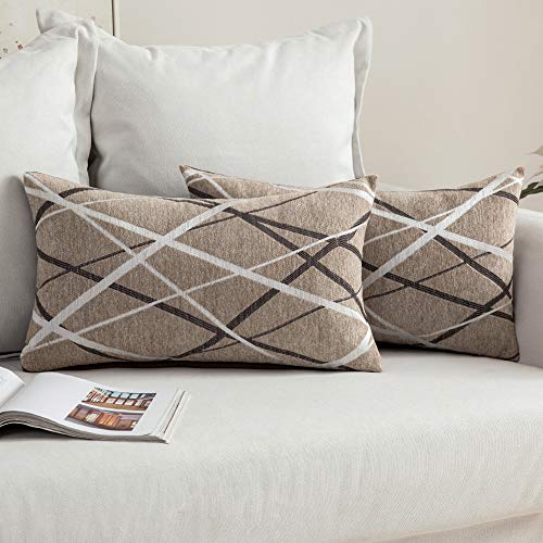 MIULEE Funda de Cojines Chenille Fundas de Almohada para Sofa Coj&iacute;n Dise&ntilde;o Rayas Geom&eacute;tricos...