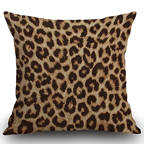 Smooffly Funda de cojín clásica con estampado de leopardo marrón para muebles al aire libre de...