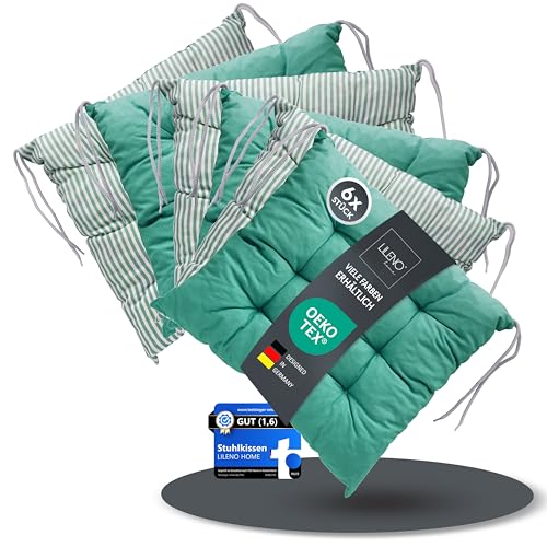 LILENO HOME Linda FUM Juego de 6 cojines reversibles para silla, color verde turquesa (40 x 40 x 6...
