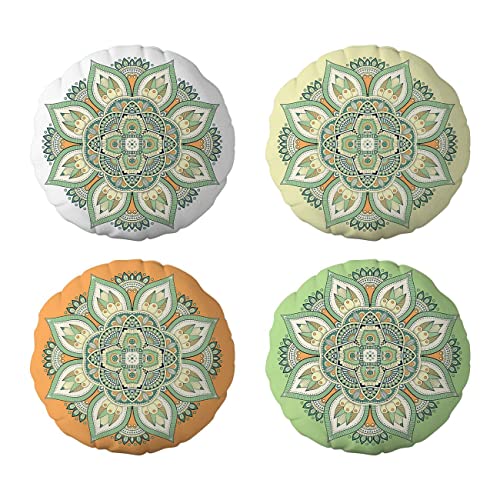 ZPUBLI+ 4 Fundas Mandala para Cojines Redondos, Diferentes Modelos, Fundas Decorativas para sal&oacute;n,...