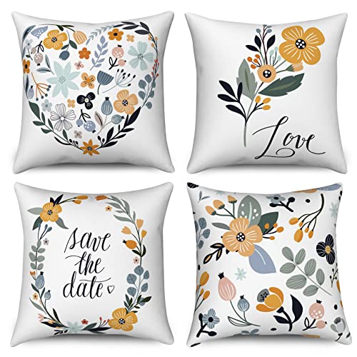 Hnmdmyi Funda de Coj&iacute;n Boho 40x40 Juego de 4, Bohemio Flores Hoja Planta Fundas de Almohada...