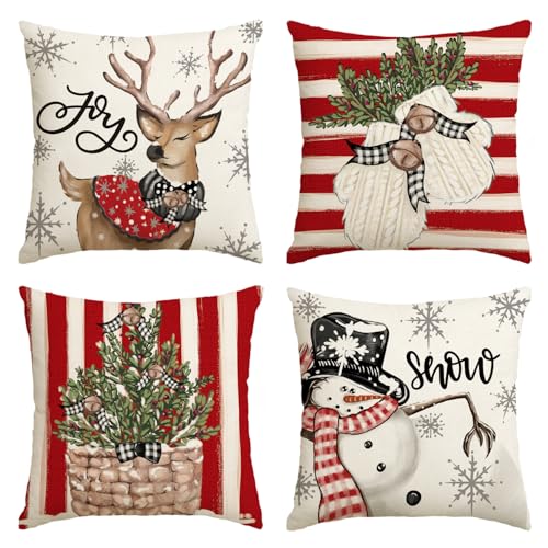 Juego de fundas de almohada de 4 piezas 45 x 45 cm Navidad Decorativa Almohada Dekoracyjna Poduszka