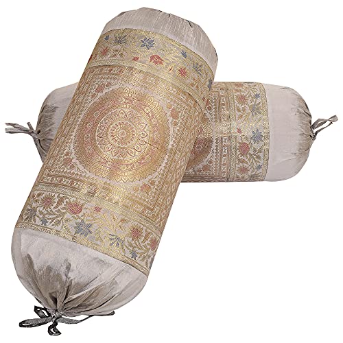 DK Homewares Indian Tradicional Decorativo 30 X 15 Pulgadas Cubierta De Bolster Seda Brocado...