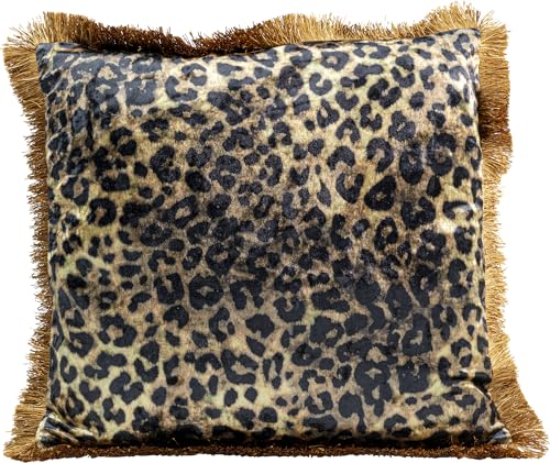 Kare Design coj&iacute;n Leo Fringe, marr&oacute;n/Negro, coj&iacute;n Decorativo, de sof&aacute; con Cremallera, 45x45cm