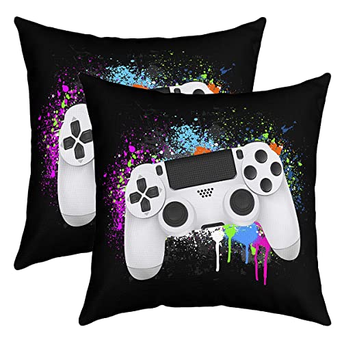 Loussiesd Gamepad Fundas de Coj&iacute;n Sof&aacute; Gamer Funda de Coj&iacute;n 40 x 40 cm Blanco Videojuego Gaming...