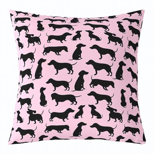 Loussiesd Kawaii - Juego de 1 funda de coj&iacute;n cuadrada de perro salchicha para ni&ntilde;os y ni&ntilde;as, 40.6...