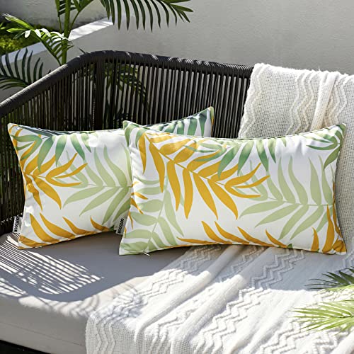 MIULEE Funda de Cojines Exterior Impermeable Fundas de Almohada Sofa Decorativo Patr&oacute;n de Hoja...