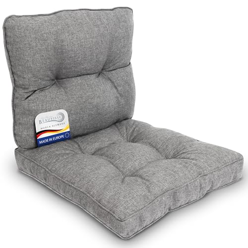 Beautissu Set Cojines Jardin Exterior Asiento 50x50 cm & Respaldo 50x40 cm &ndash; Funda Repelente...