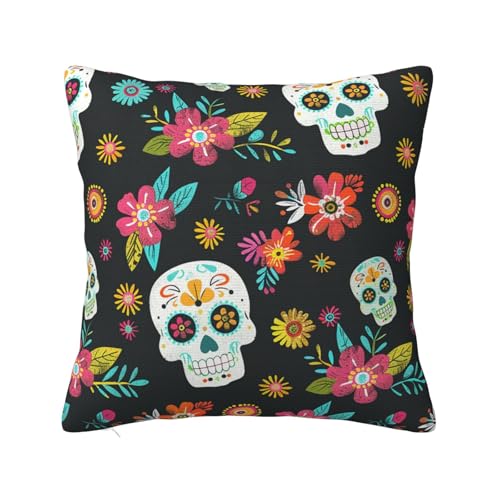 Mexpekil Fundas de coj&iacute;n con dise&ntilde;o de calavera, fundas de coj&iacute;n decorativas para sof&aacute;, jard&iacute;n,...