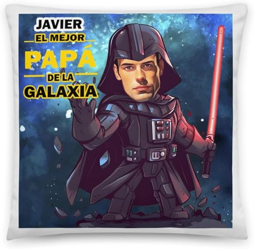 Kembilove&reg; Coj&iacute;n Personalizado con Caricatura Desde Foto &ldquo;El Mejor Pap&aacute; de la Galaxia&rdquo; 40x40...