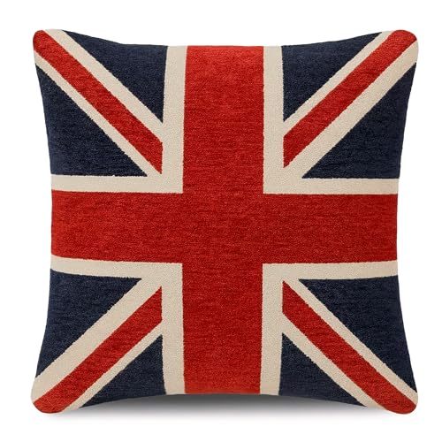 Rapport Home - Coj&iacute;n de Chenilla Gruesa y Pesada, dise&ntilde;o de Bandera del Reino Unido, 45 x 45 cm,...