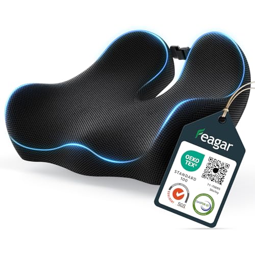 Feagar Cojin Silla Oficina - Cojin Coxis Ortopedico de Espuma con Memoria, Coj&iacute;n Ergon&oacute;mico para...