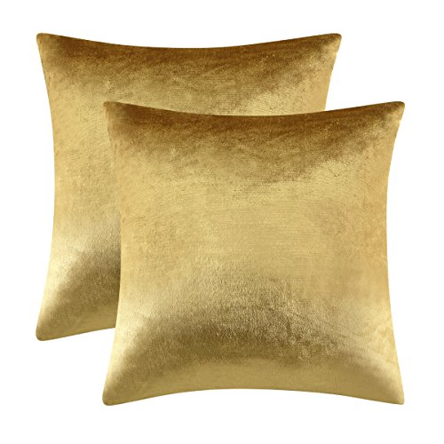 GIGIZAZA Oro De Lujo Terciopelo Almohadon Cubre Caso, Rayas Acento Confortable Funda de Cojin, Mejor...