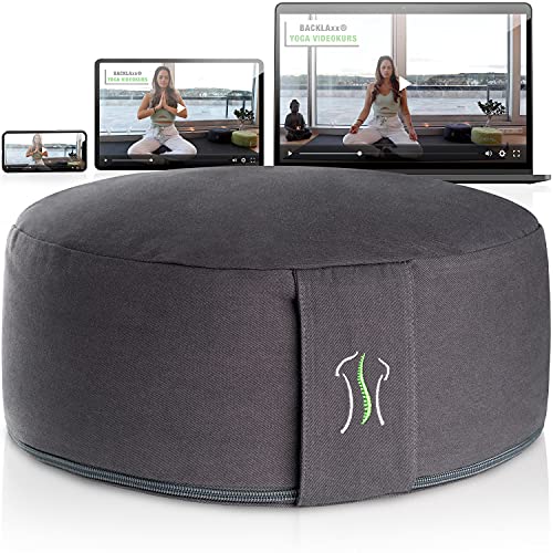 BACKLAXX Coj&iacute;n de meditaci&oacute;n XL, 35 cm [30% m&aacute;s de superficie de asiento], 15 cm de alto con...
