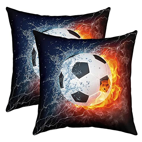 Juego de 2 fundas de coj&iacute;n de f&uacute;tbol para ni&ntilde;os, 40 x 40 cm, suave, para deportes de rugby, funda...