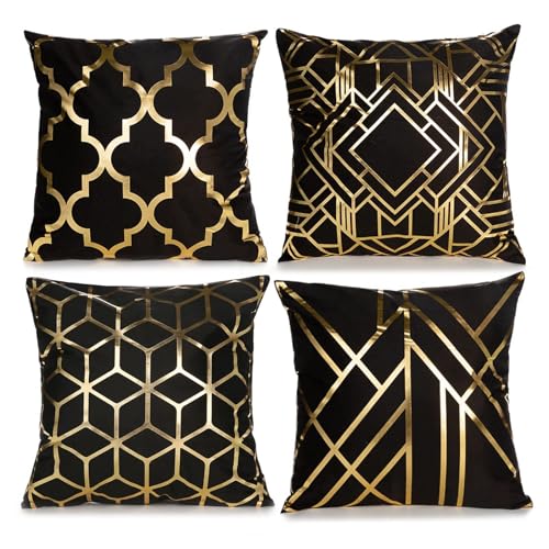 LAPONO Pack de 4 Fundas Cojines 45x45 cm Terciopelo Suave Manta de decoraci&oacute;n Cuadrado Funda de...