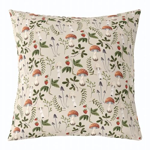 feelingyou Funda de coj&iacute;n de seta salvaje cubierta de acuarela al aire libre plantas naturales...