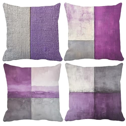 Funda Cojin 45x45cm, Cojines Sofa Geometr&iacute;a Cojines Sofa con Relleno Incluido Color Malva Juego de...