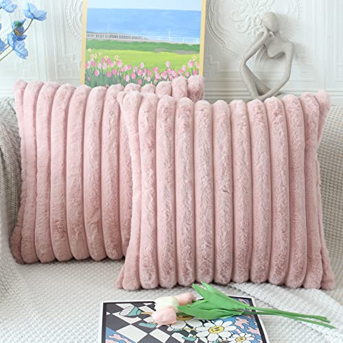 NIULAA 2 Piezas Rosa Fundas Cojines 50x50 Fundas de Coj&iacute;n Decorativos Sofa Hogar Esponjosa Suave...