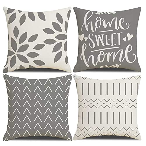 Homefeelzydys Fundas de Coj&iacute;n 50 x 50 cm, Juego de 4 Fundas de Coj&iacute;n Cuadradas Gris Paquete de 4...