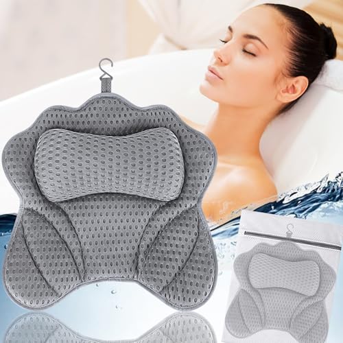 YIYADI Almohada para ba&ntilde;era, coj&iacute;n de ba&ntilde;o para cuello y cuello, con tecnolog&iacute;a de malla de aire...