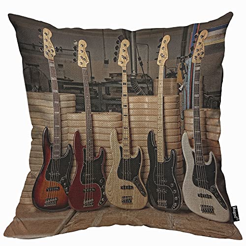 Mugod Funda de Cojín de Cinco Guitarras, Funda de Almohada Decorativa para el Hogar, Sofá, Silla,...